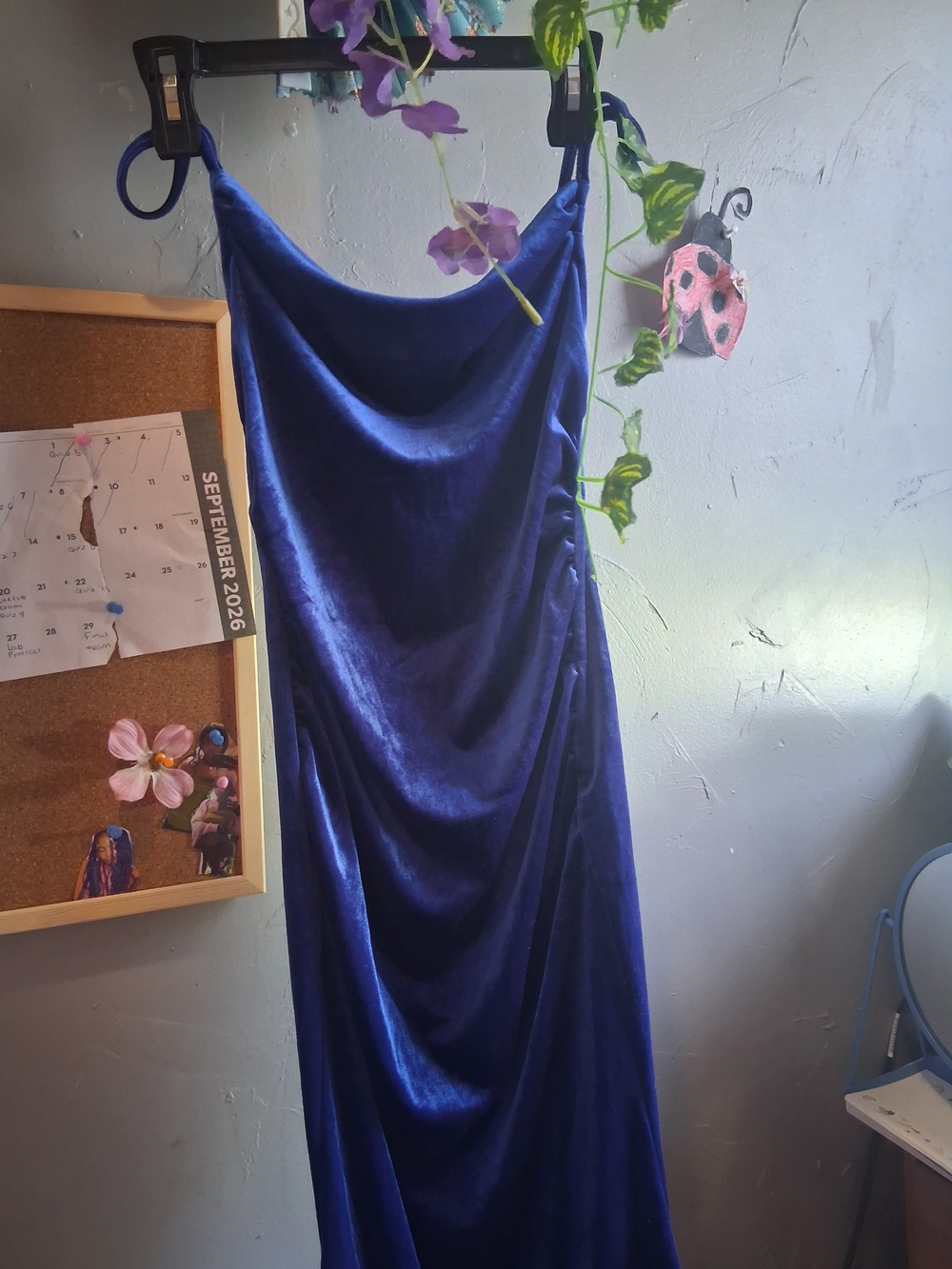 Royal Blue Velvet Cowl Neck Slip Dress